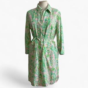 Lilly Pulitzer Pilar Linen Mandevilla Baby Fins Flippers Tunic Dress Small $218